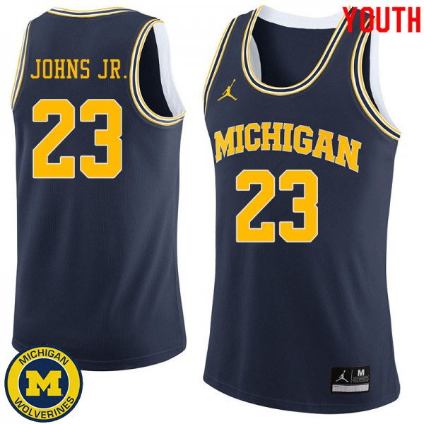 Youth Michigan Wolverines #23 Brandon Johns Jr. Navy Jordan Brand Player Basketball Jersey